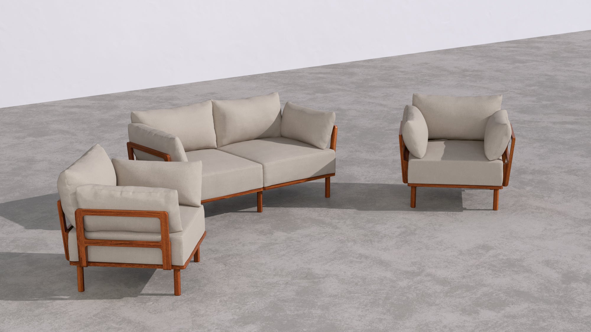 The Outdoor Jack 2 Seater Sofa Armchair Set in Dune Jackfruit